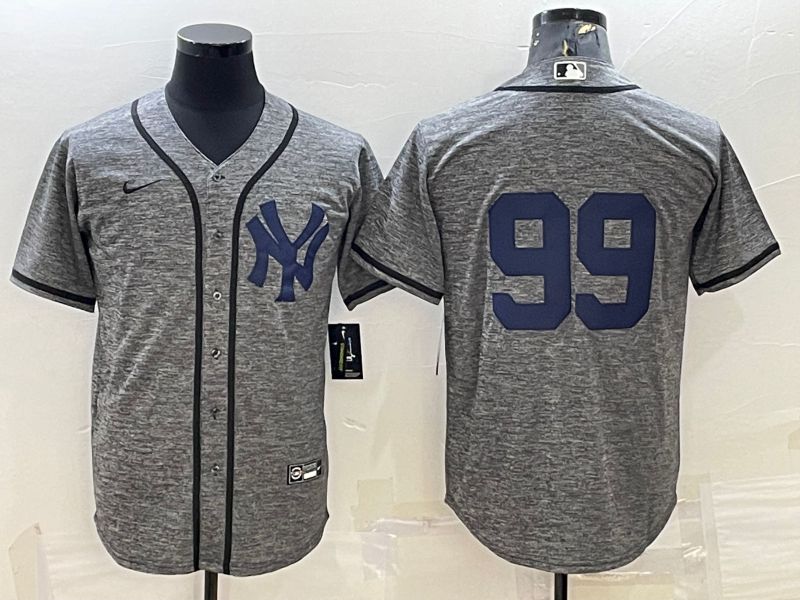 Men New York Yankees 99 No Name Grey hemp ash Nike 2022 MLB Jersey